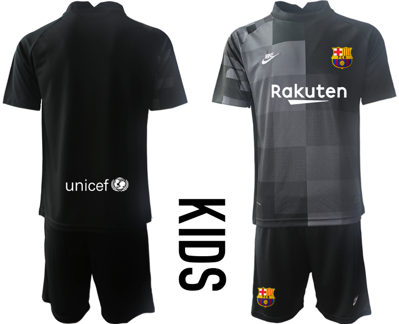 Youth 2021-2022 Club Barcelona black goalkeeper blank Soccer Jersey
